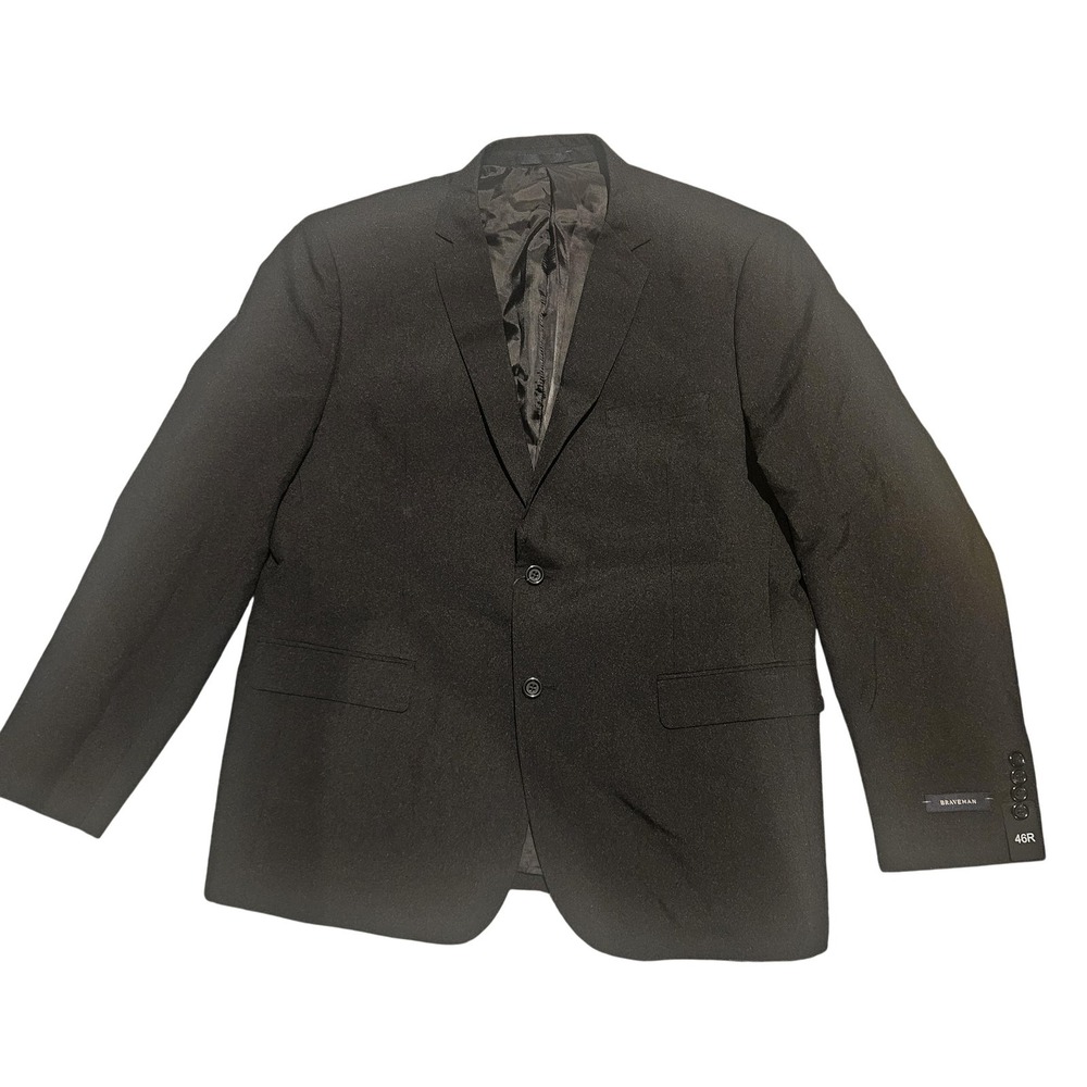 Braveman Suit‎ Jacket Mens 46R Black Slim Fit 2 Button Notch Lapel Formal PYS02